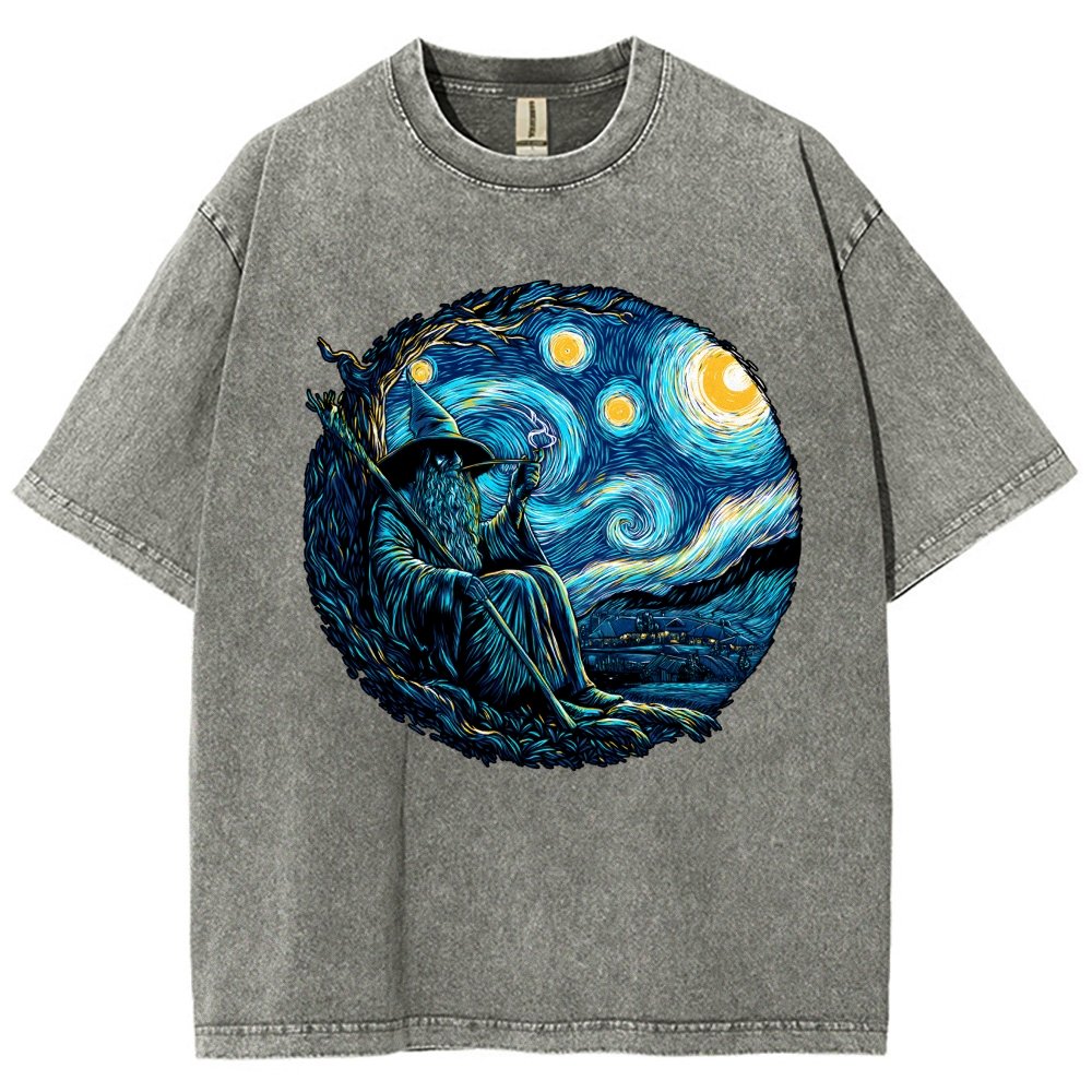 Starry Wizard Vintage Distressed T-shirt