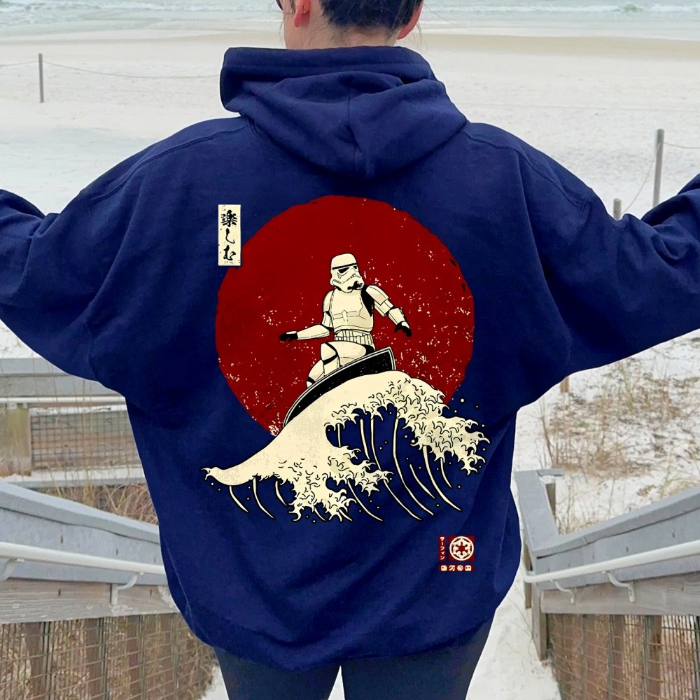 Cosmic Wave Printed Back Unisex Cotton Hoodie
