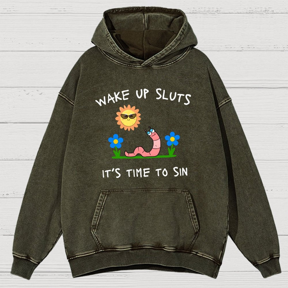 Wake Up Sluts Vintage Distressed Hoodie