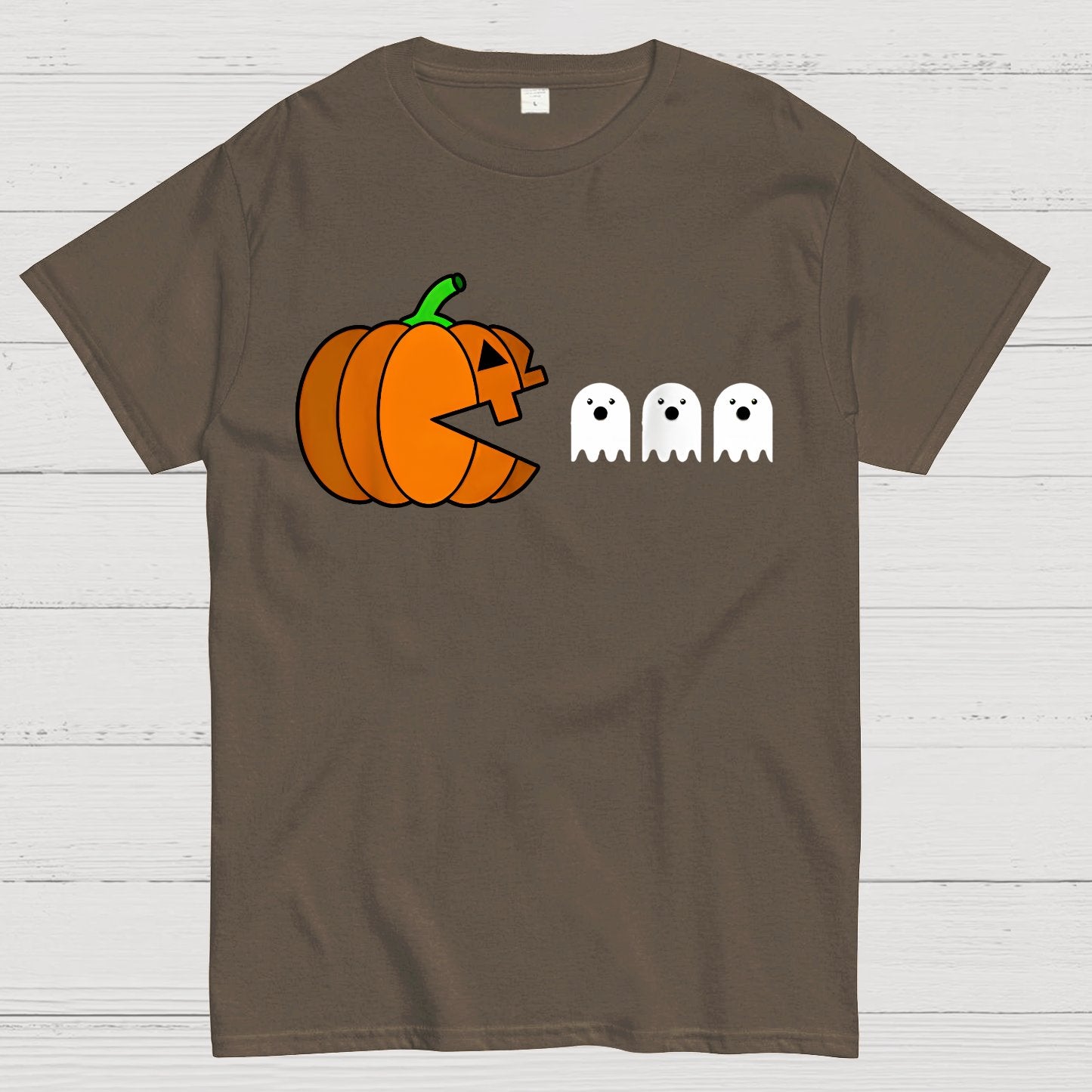 Funny Halloween Pumpkin Eating Ghost Geek T-Shirt