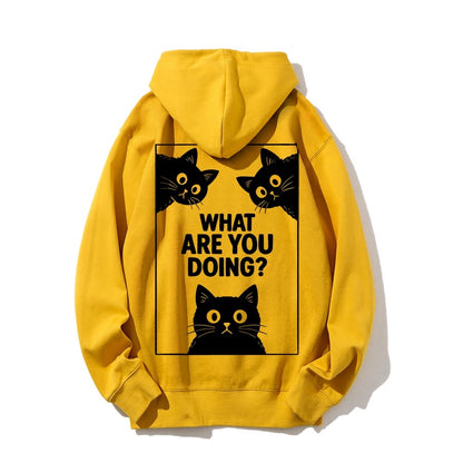 What Are You Doing Printed Back Unisex Cotton Hoodie