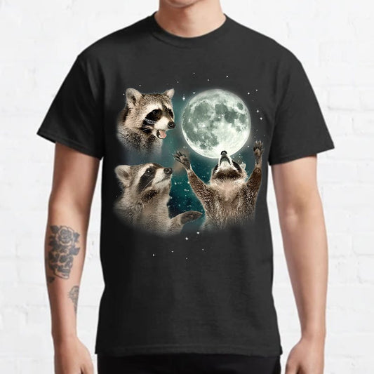 Three Raccoons Moon Geeky T-Shirt