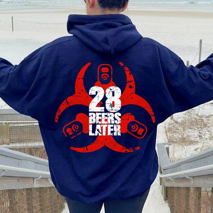 28 beers later Printed Back Unisex Cotton Hoodie