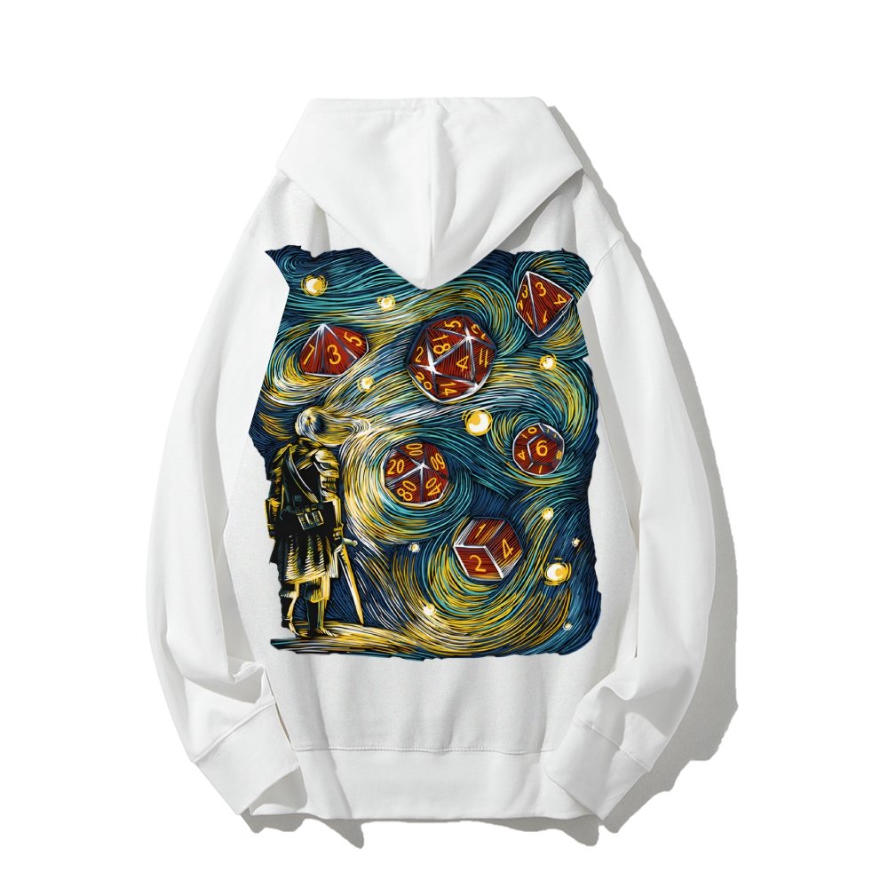 Starry Dice Printed Back Cotton Hoodie