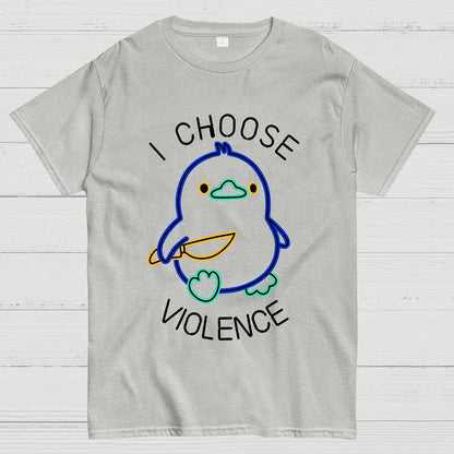 I Choose Violence Neon Funny Duck Geek T-Shirt