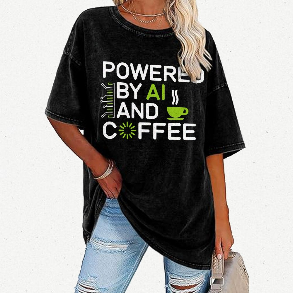 Powered By AI And Coffee Vintage Distressed T-shirt