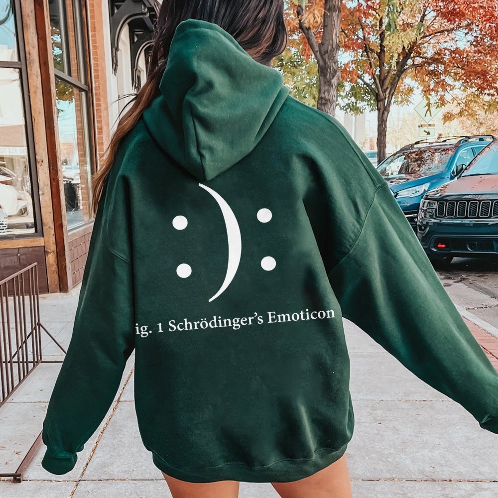 Schrodinger's Emoticon Printed Back Unisex Cotton Hoodie