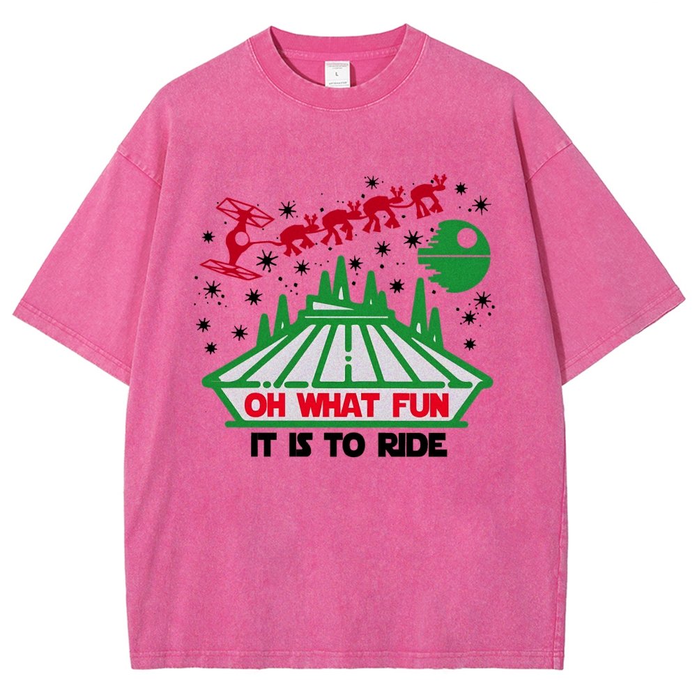 Oh！What Fun It Is To Ride Christmas Vintage Distressed T-shirt