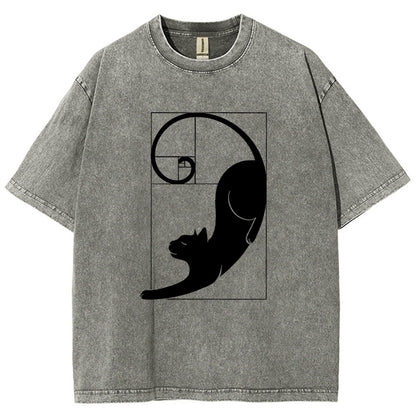 Fibonacci Cat Golden Ratio Vintage Distressed T-shirt