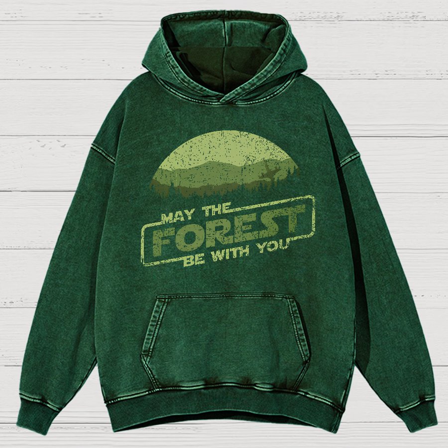 Retro Forest Moon Vintage Distressed Hoodie