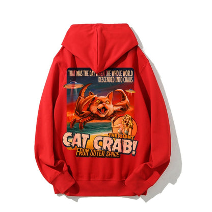 The Giant Cat Crab Geek Printed Back Cotton Hoodie