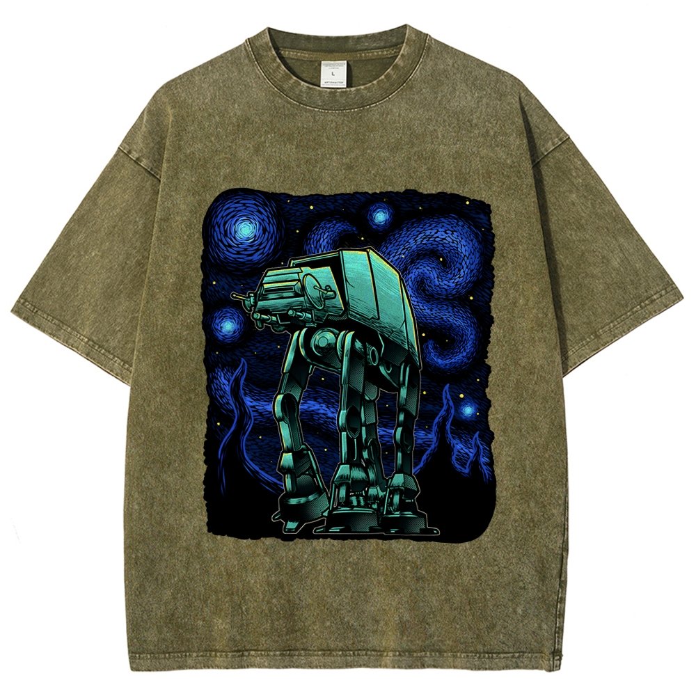 Armored Tank Starry Night Vintage Distressed T-shirt