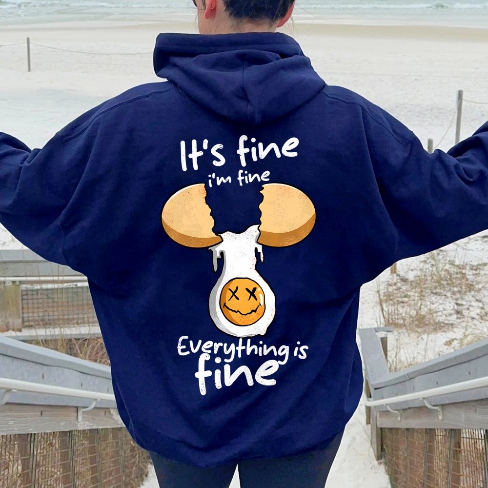 Everything is fine Printed Back Unisex Cotton Hoodie