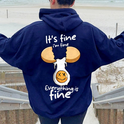 Everything is fine Printed Back Unisex Cotton Hoodie