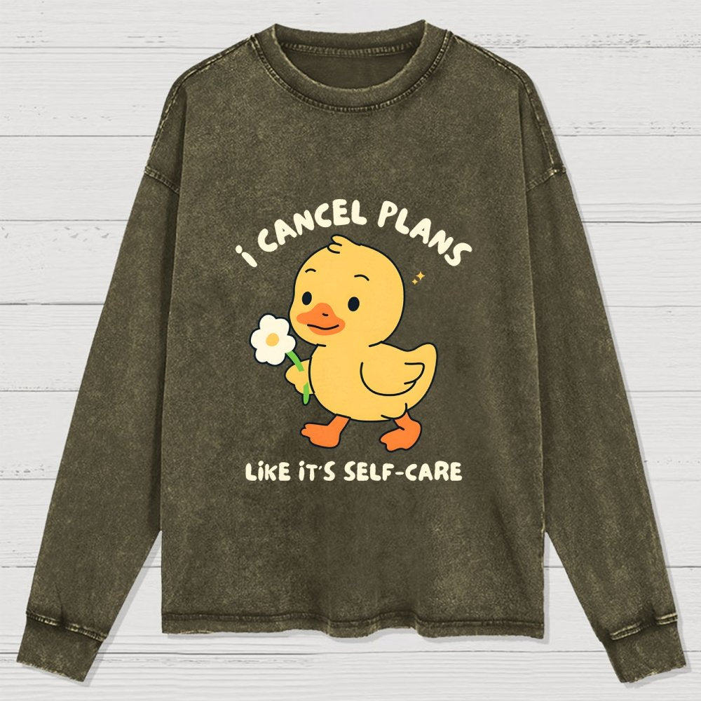 I Cancel Plans Washed Long Sleeve Tee