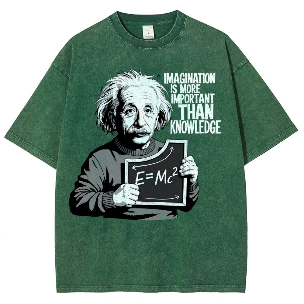 Imagination is more important than knowledge Vintage Distressed T-shirt
