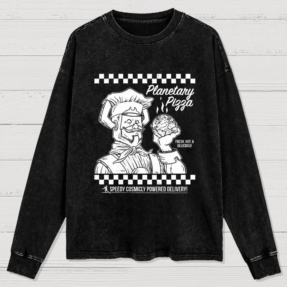 Planetary Pizza Washed Long Sleeve Tee