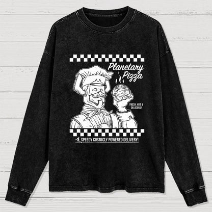 Planetary Pizza Washed Long Sleeve Tee