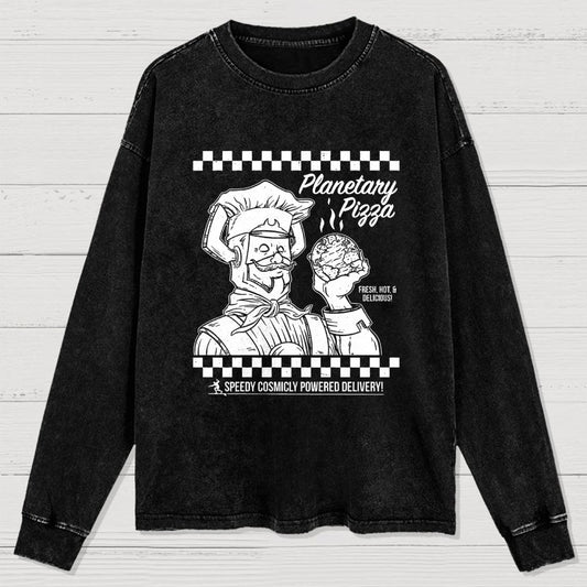 Planetary Pizza Washed Long Sleeve Tee