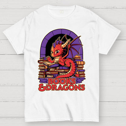 Books and Dragons Geek T-Shirt
