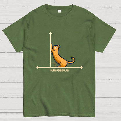 Purr-Pendicular Cute Maths Cat Premium Geek T-Shirt
