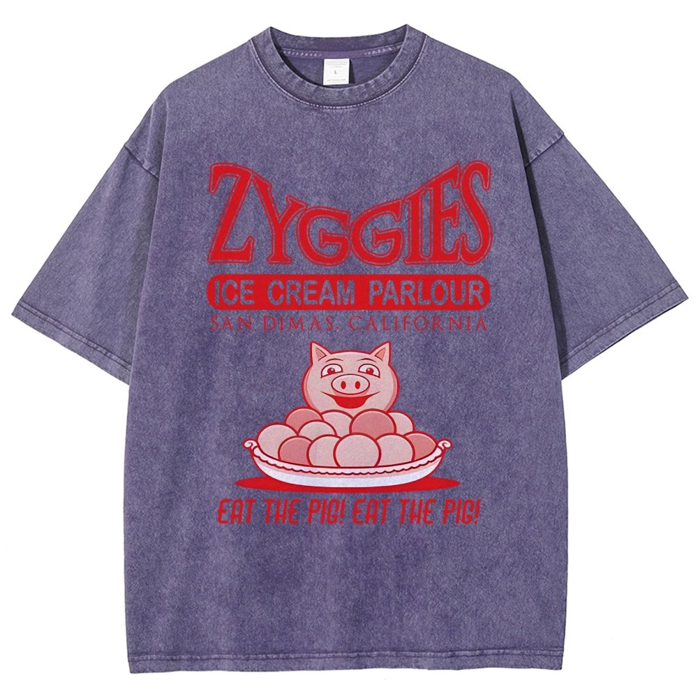Eat the Pig at Sunny Ice Cream Parlour Ringer Vintage Distressed T-shirt