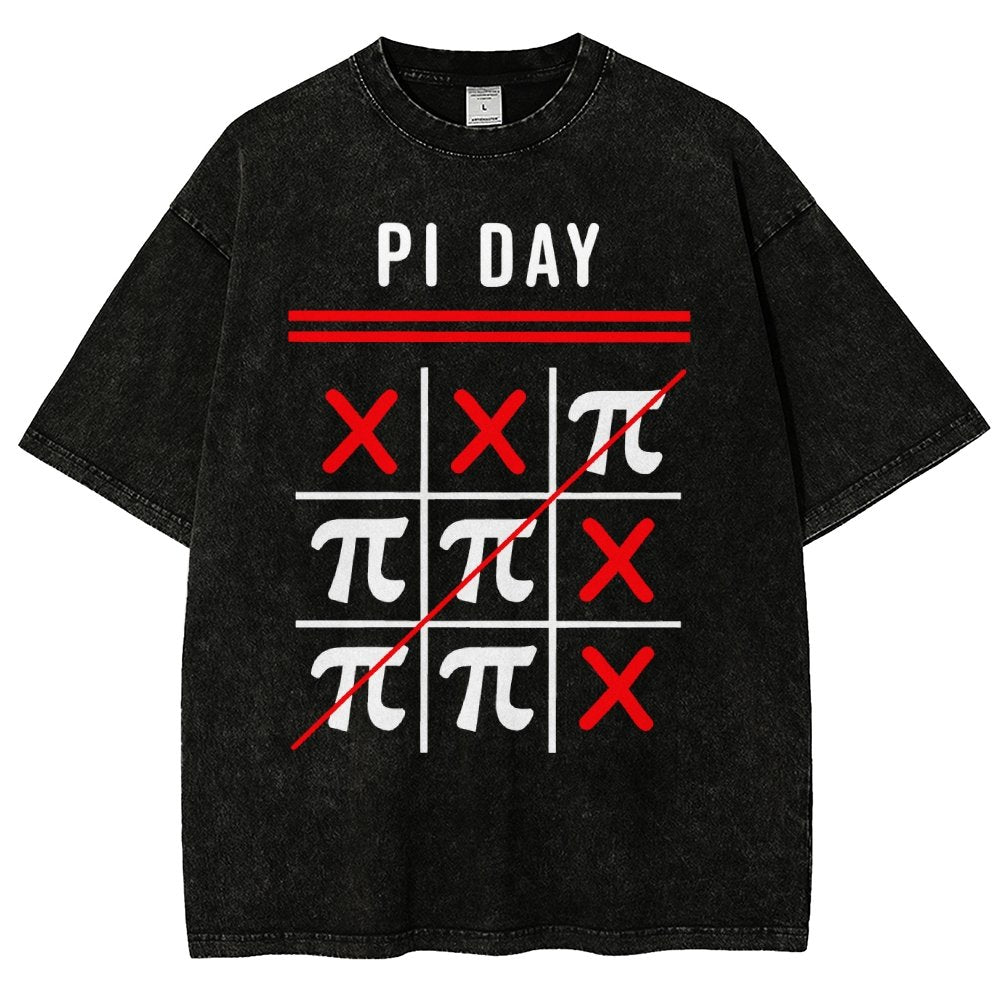 3.14 Tic-Tac-Toe Noughts And Crosses Happy Pi Day Geek Vintage Distressed T-shirt