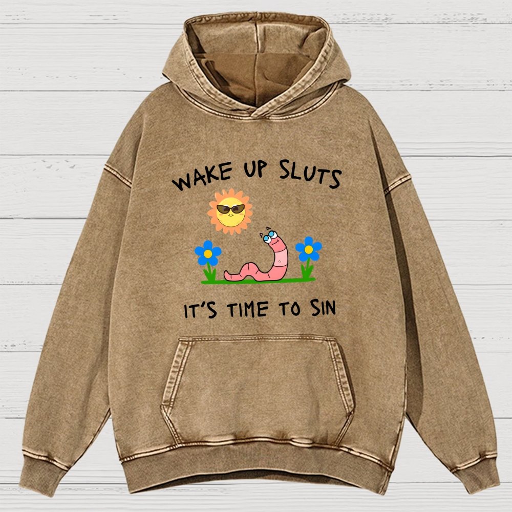 Wake Up Sluts Vintage Distressed Hoodie