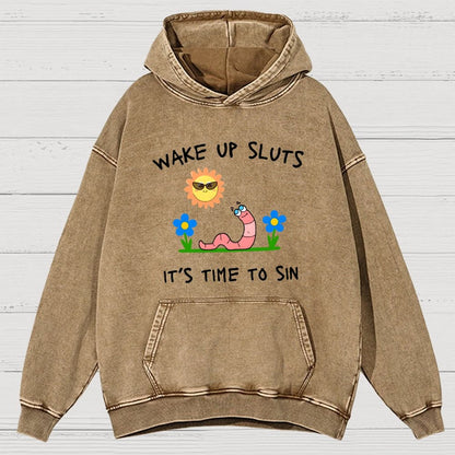 Wake Up Sluts Vintage Distressed Hoodie