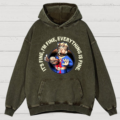 I'M Fine Everything Is Fine Vintage Distressed Hoodie