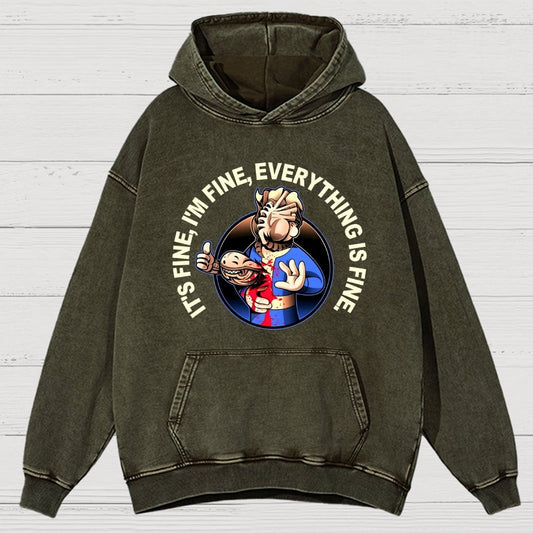 I'M Fine Everything Is Fine Vintage Distressed Hoodie