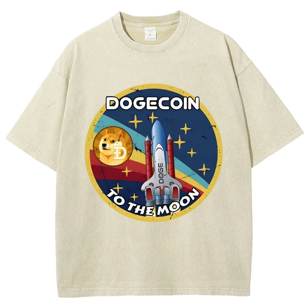 Dogecoin To The Moon DOGE Vintage Distressed T-shirt
