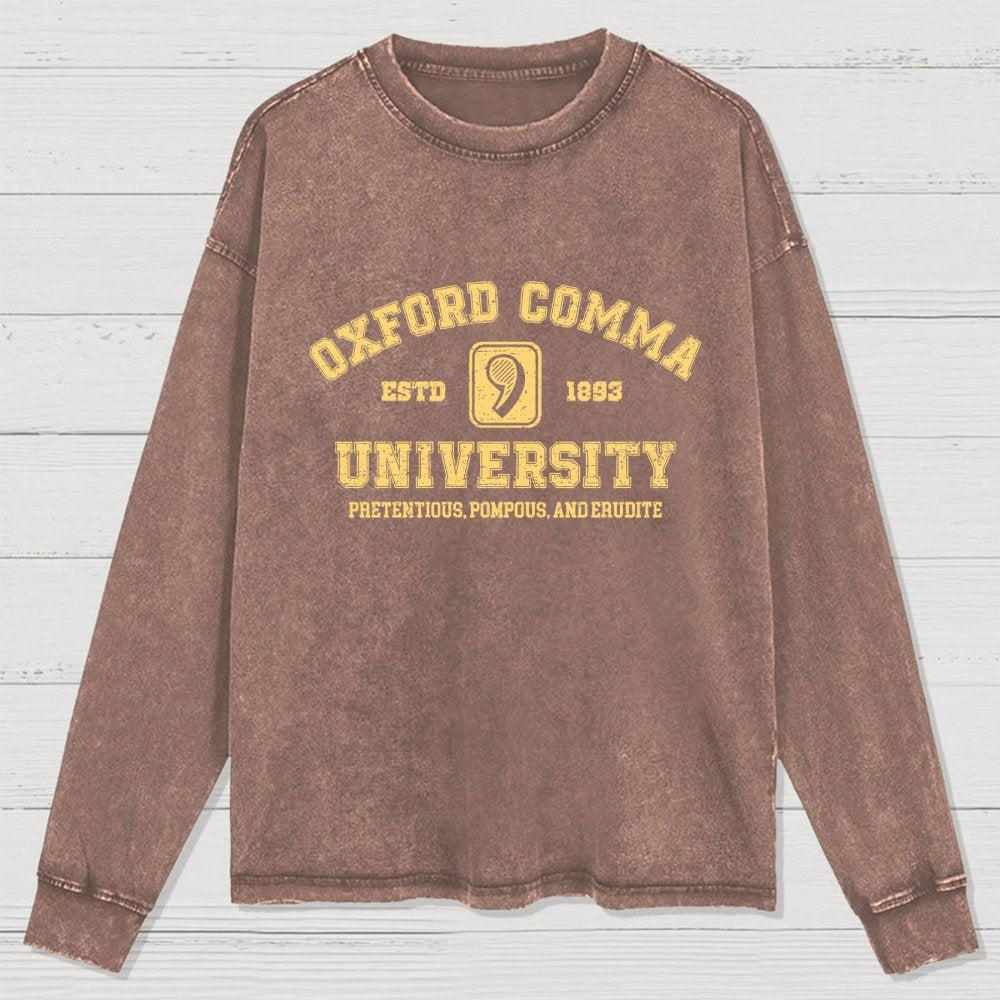 Oxford Comma University Washed Long Sleeve Tee