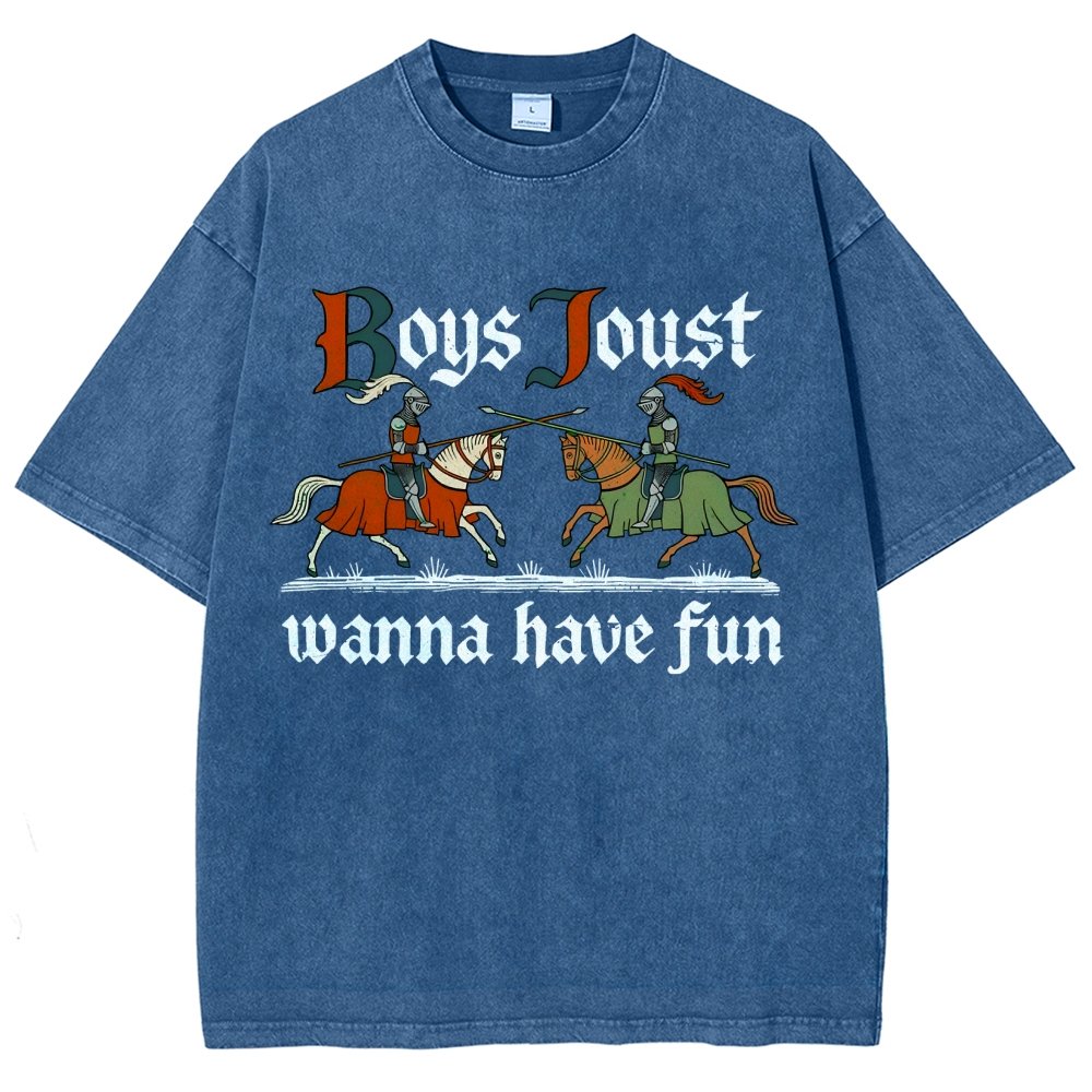 Boys Joust Wanna Have Fun Vintage Distressed T-shirt