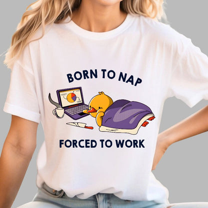 Born to Nap Forced To Work Funny Duck Geek T-Shirt
