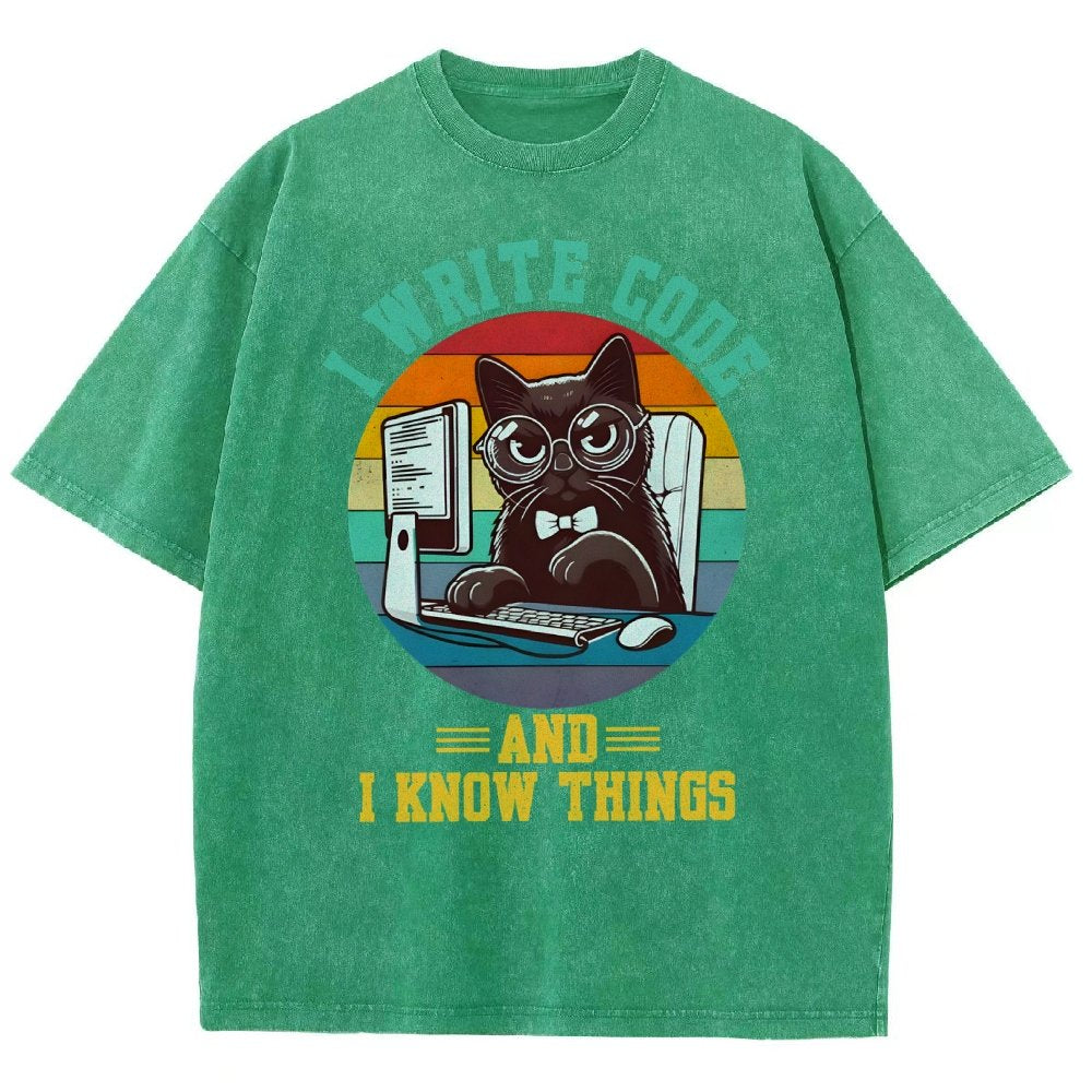 I Write Code And I Know Thing Vintage Distressed T-shirt