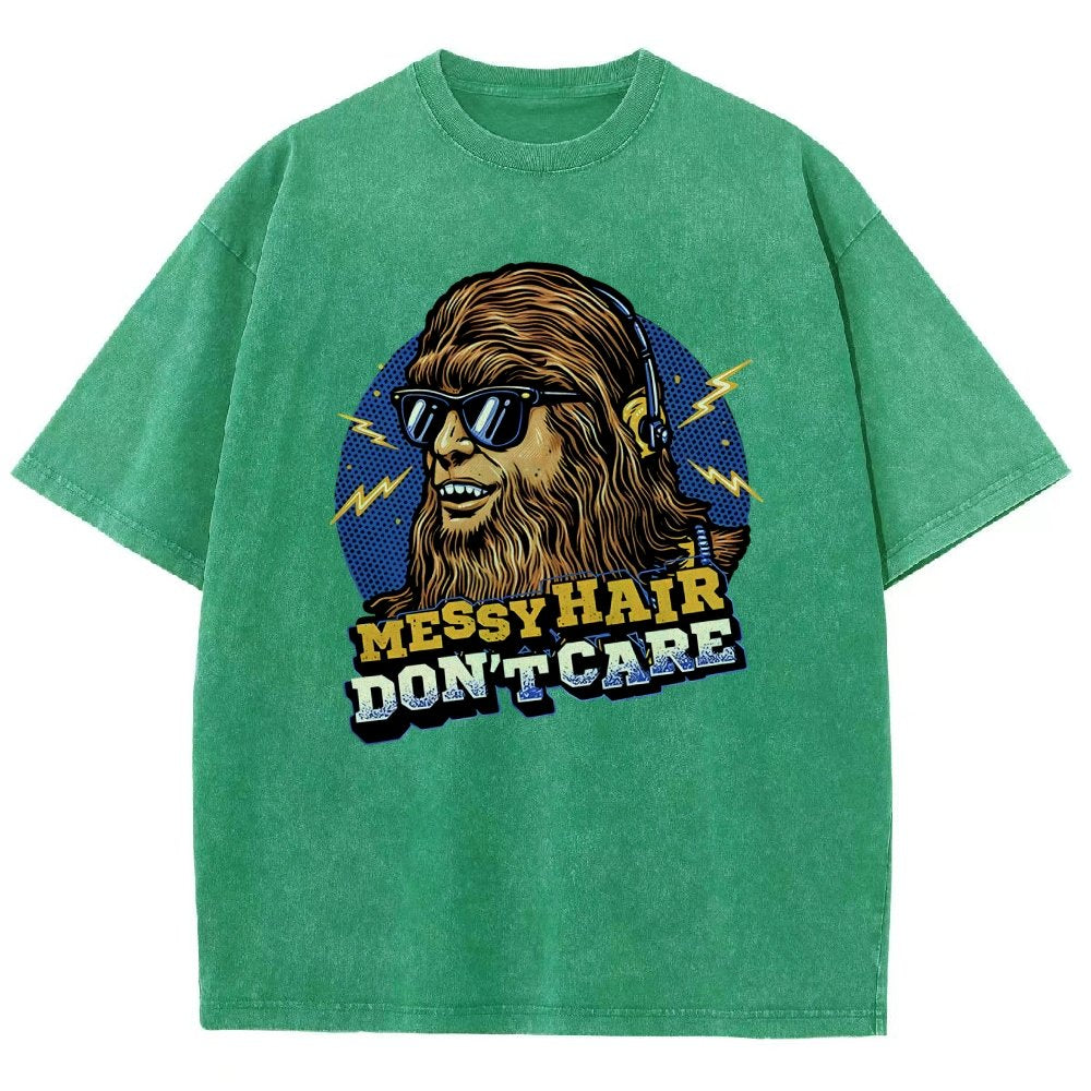 Messy Hair Don't Care Vintage Distressed T-shirt