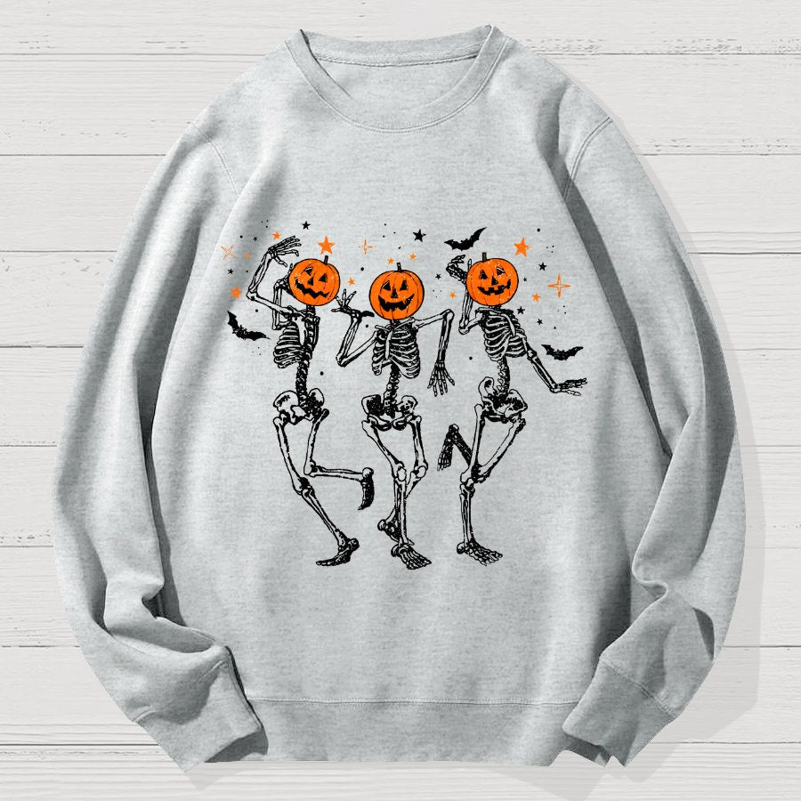 Dancing Skeleton Pumpkin Halloween Geek Cotton Sweatshirt