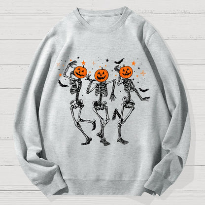 Dancing Skeleton Pumpkin Halloween Geek Cotton Sweatshirt