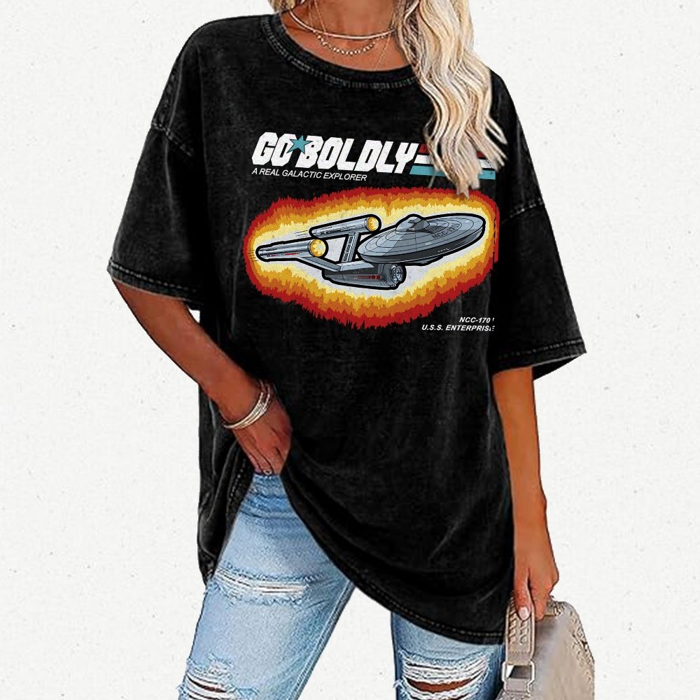 Go Boldly - A Real Cosmic Explorer Vintage Distressed T-shirt