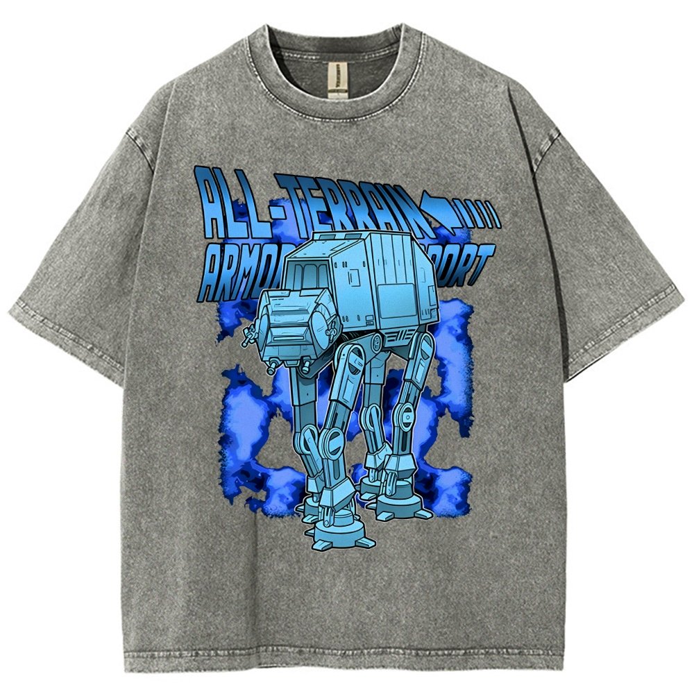 Mega Terrain Mecha Transport Vintage Distressed T-shirt