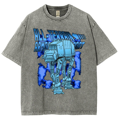Mega Terrain Mecha Transport Vintage Distressed T-shirt