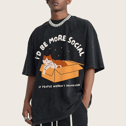 I'd Be More Social Vintage Distressed T-shirt