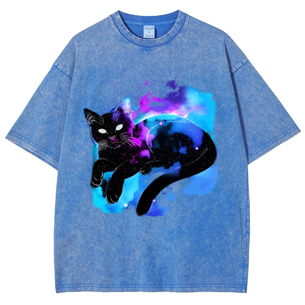 Space Cat Vintage Distressed T-shirt