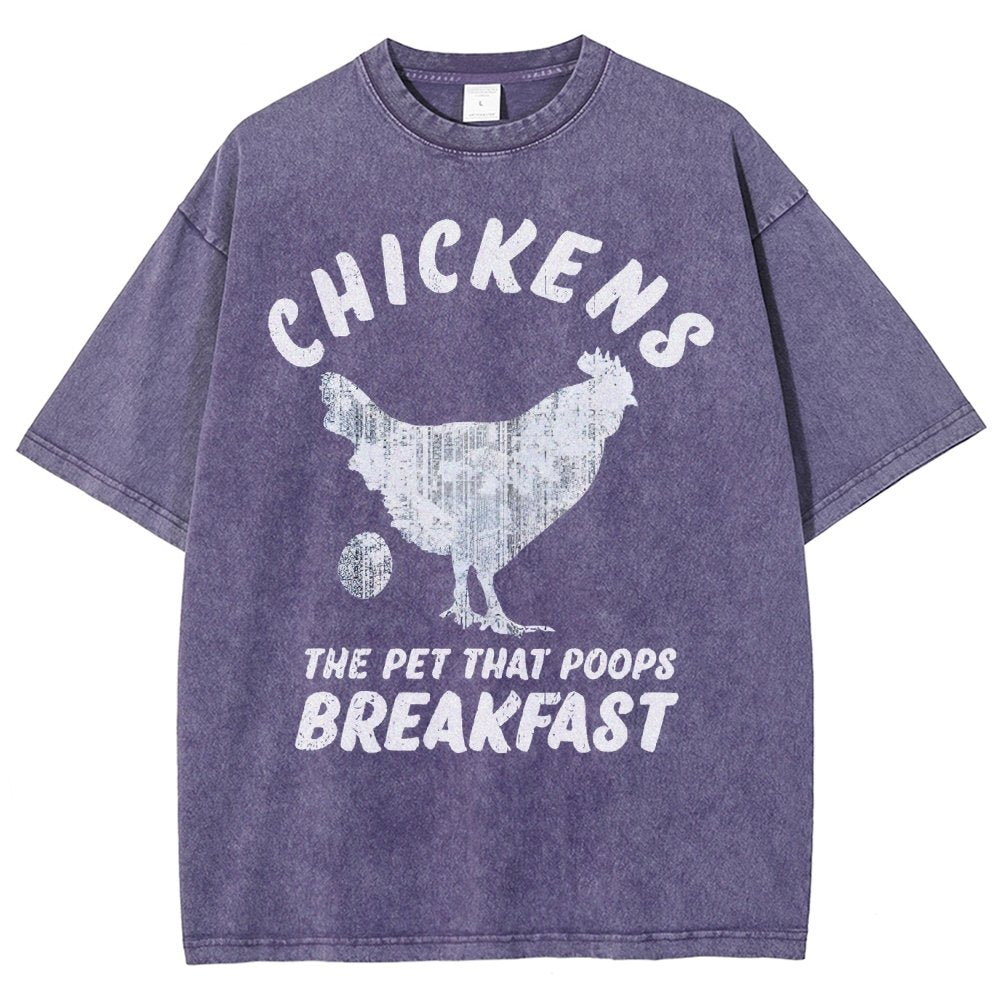 Chickens Poop Breakfast Vintage Distressed T-shirt