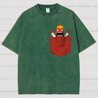 Angry Pocket Fire Monster Vintage Distressed T-shirt