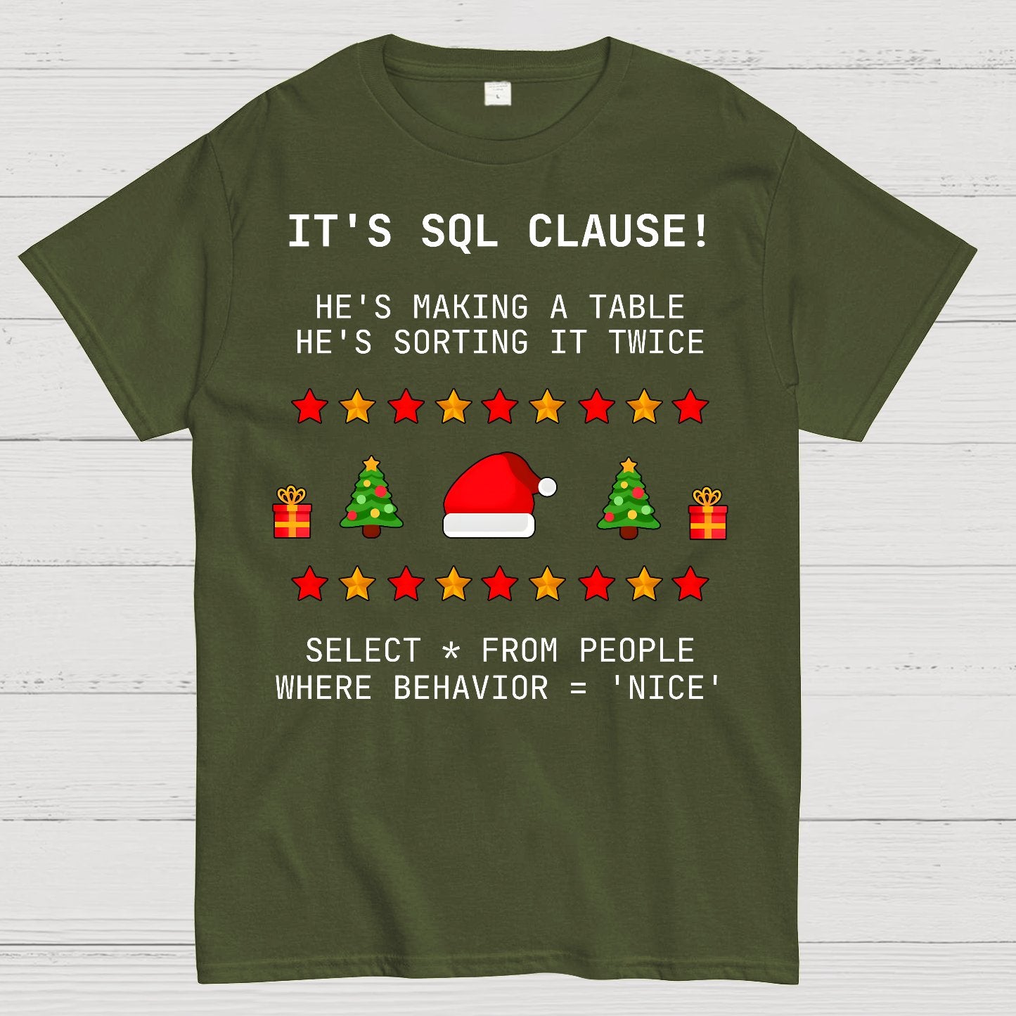 SQL Clause Christmas Coding Present Classic Geek T-Shirt