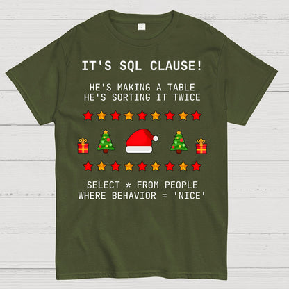 SQL Clause Christmas Coding Present Classic Geek T-Shirt