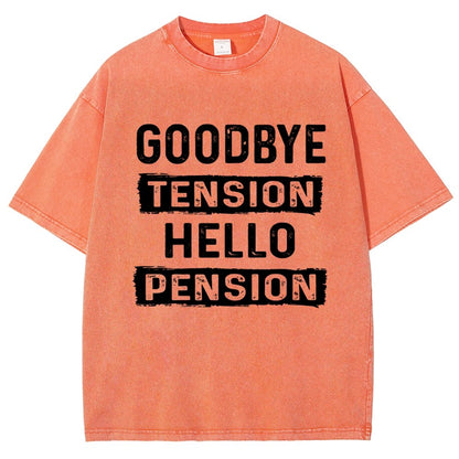 Funny Retirement Goodbye Tension Hello Pension Vintage Distressed T-shirt