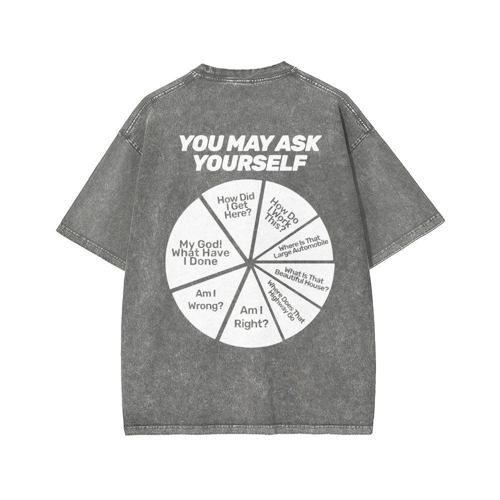 Techno Apocalypse Front And Back Printing Washed T-shirt